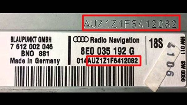 Número de serie de la radio del coche Audi