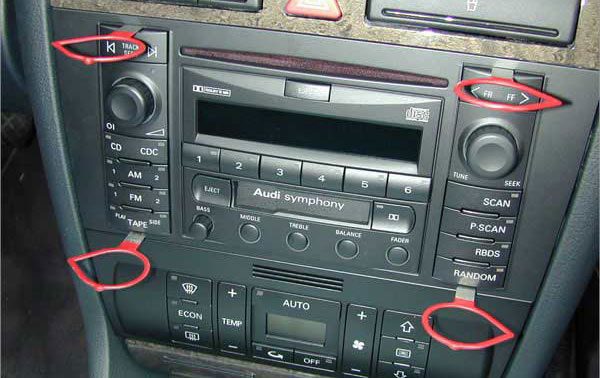 Audi car radio, find the serial number