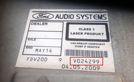Código de radio del coche ford serie V