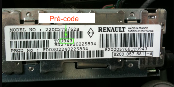 Dando pakistaní esta noche Código de radio del coche Renault ⇒ Desbloqueo instantáneo en línea